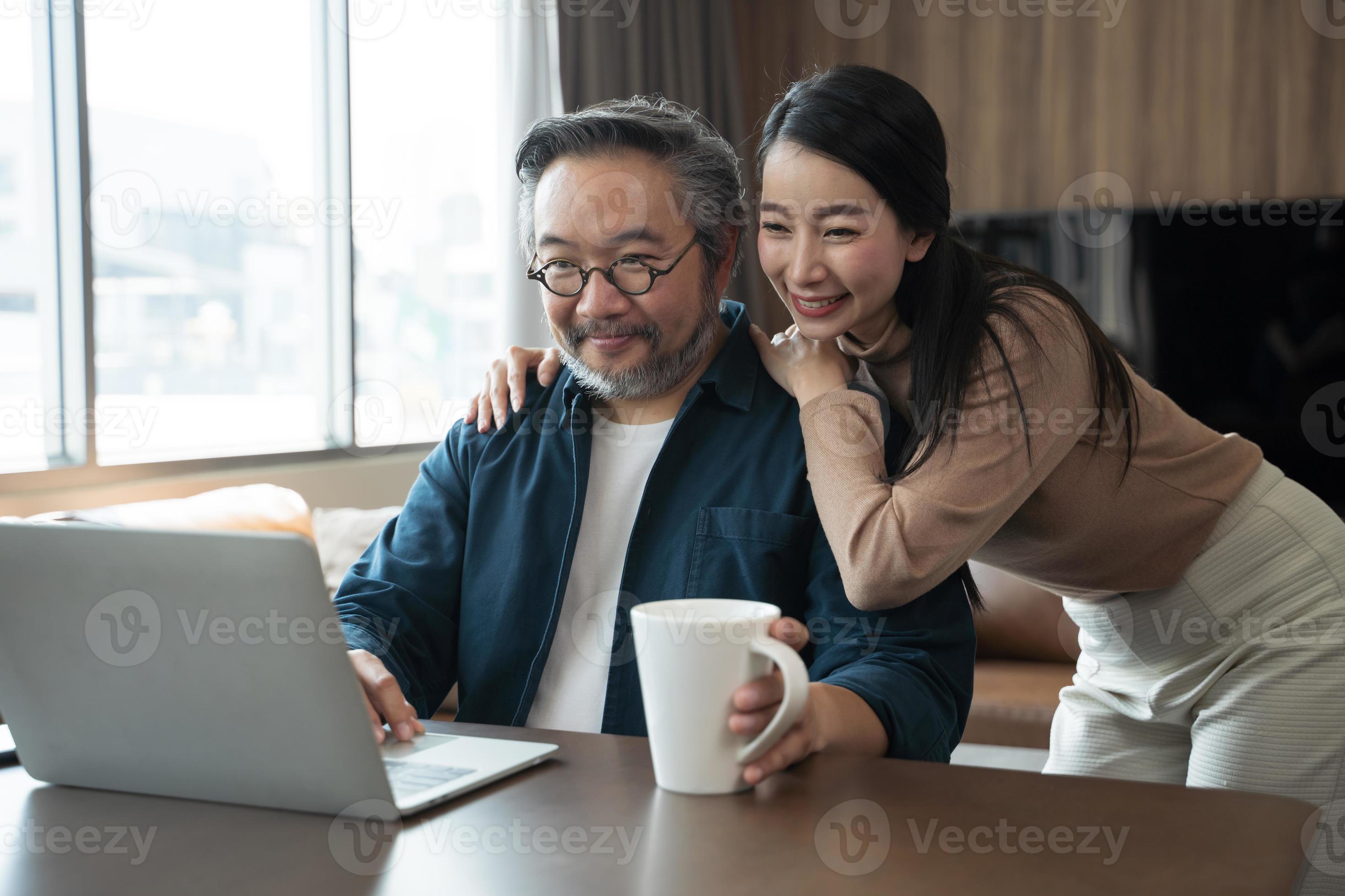 Middle-aged Asian Wife encourages