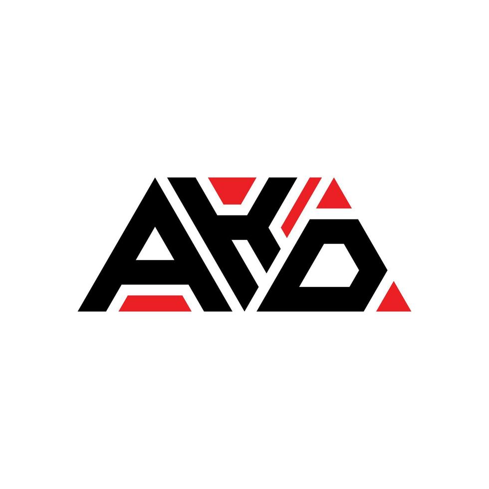 akd diseño de logotipo de letra triangular con forma de triángulo. monograma de diseño de logotipo de triángulo akd. plantilla de logotipo de vector de triángulo akd con color rojo. logo triangular akd logo simple, elegante y lujoso. akd