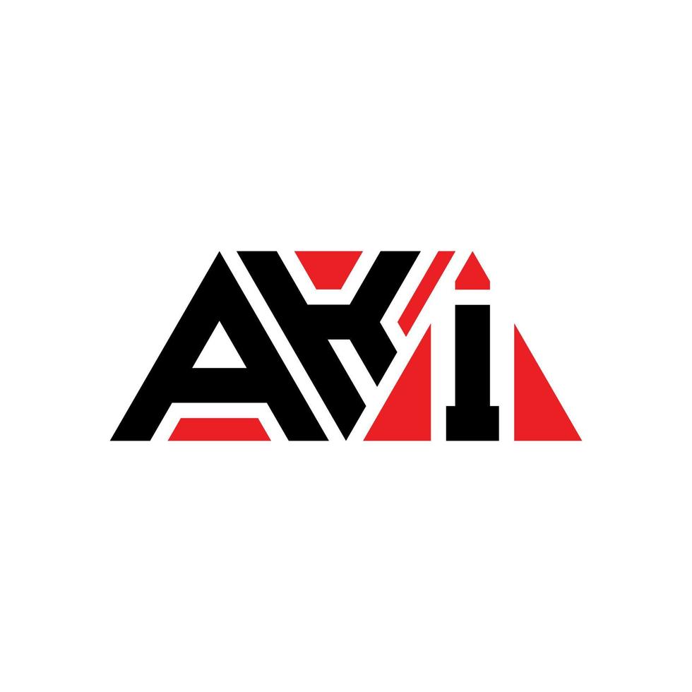 AKI triangle letter logo design with triangle shape. AKI triangle logo design monogram. AKI triangle vector logo template with red color. AKI triangular logo Simple, Elegant, and Luxurious Logo. AKI
