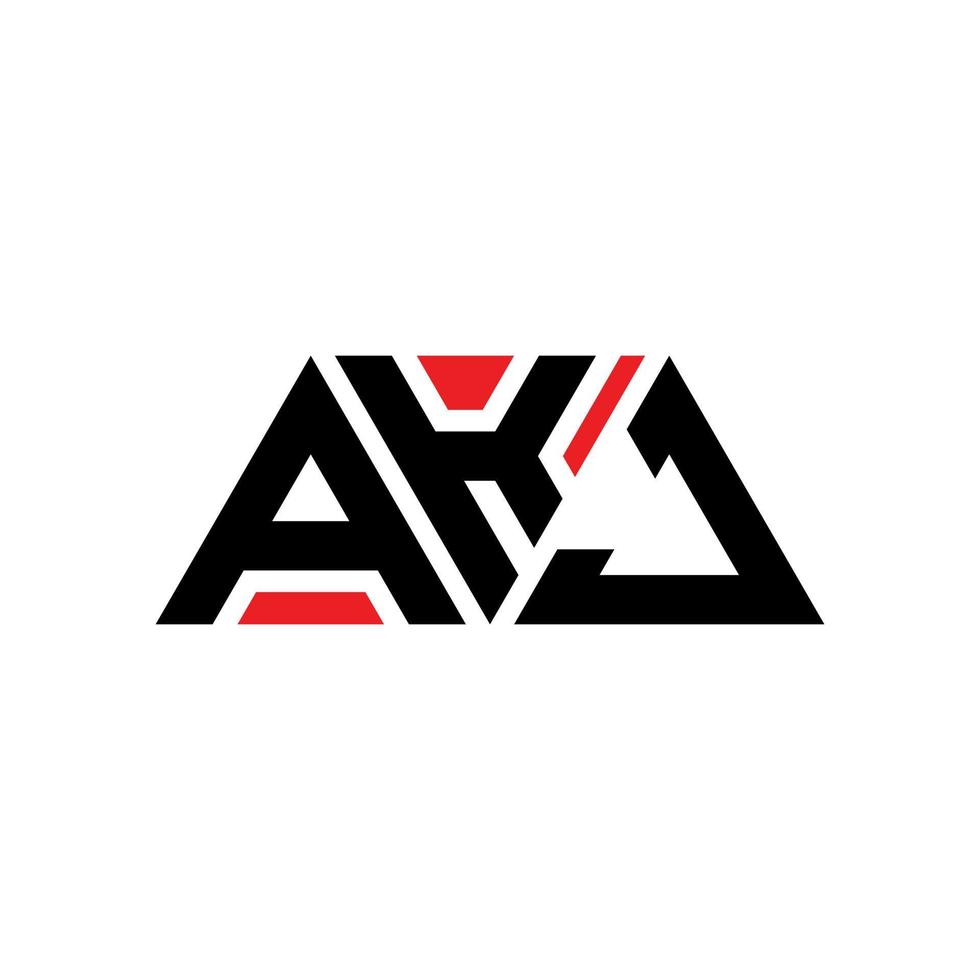 akj diseño de logotipo de letra triangular con forma de triángulo. monograma de diseño del logotipo del triángulo akj. plantilla de logotipo de vector de triángulo akj con color rojo. logotipo triangular akj logotipo simple, elegante y lujoso. akj