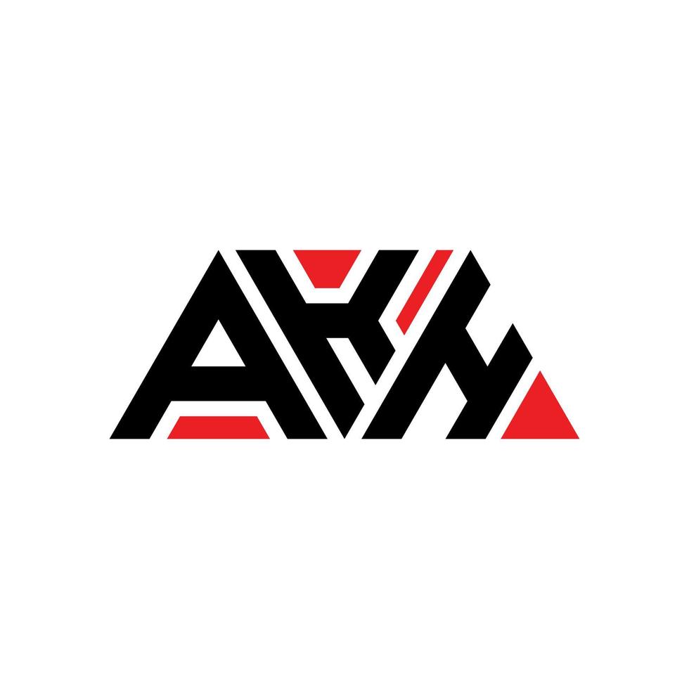 AKH triangle letter logo design with triangle shape. AKH triangle logo design monogram. AKH triangle vector logo template with red color. AKH triangular logo Simple, Elegant, and Luxurious Logo. AKH