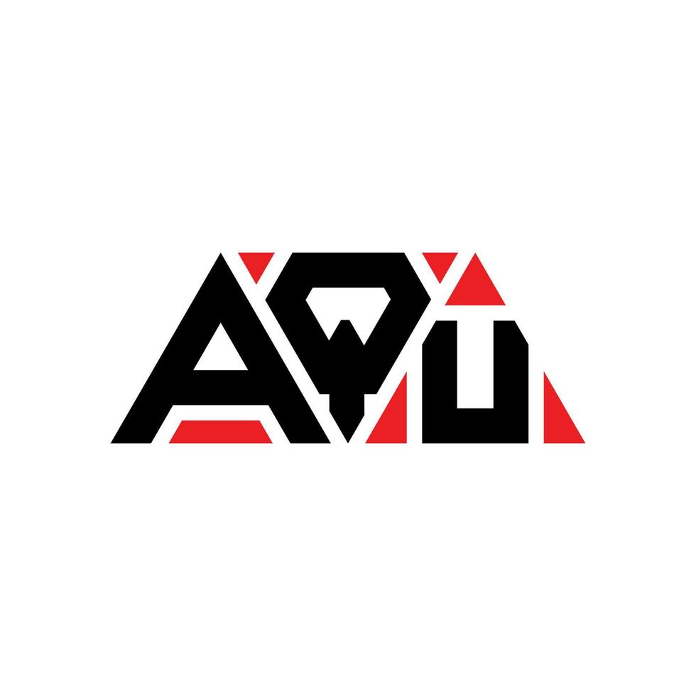 AQU triangle letter logo design with triangle shape. AQU triangle logo design monogram. AQU triangle vector logo template with red color. AQU triangular logo Simple, Elegant, and Luxurious Logo. AQU