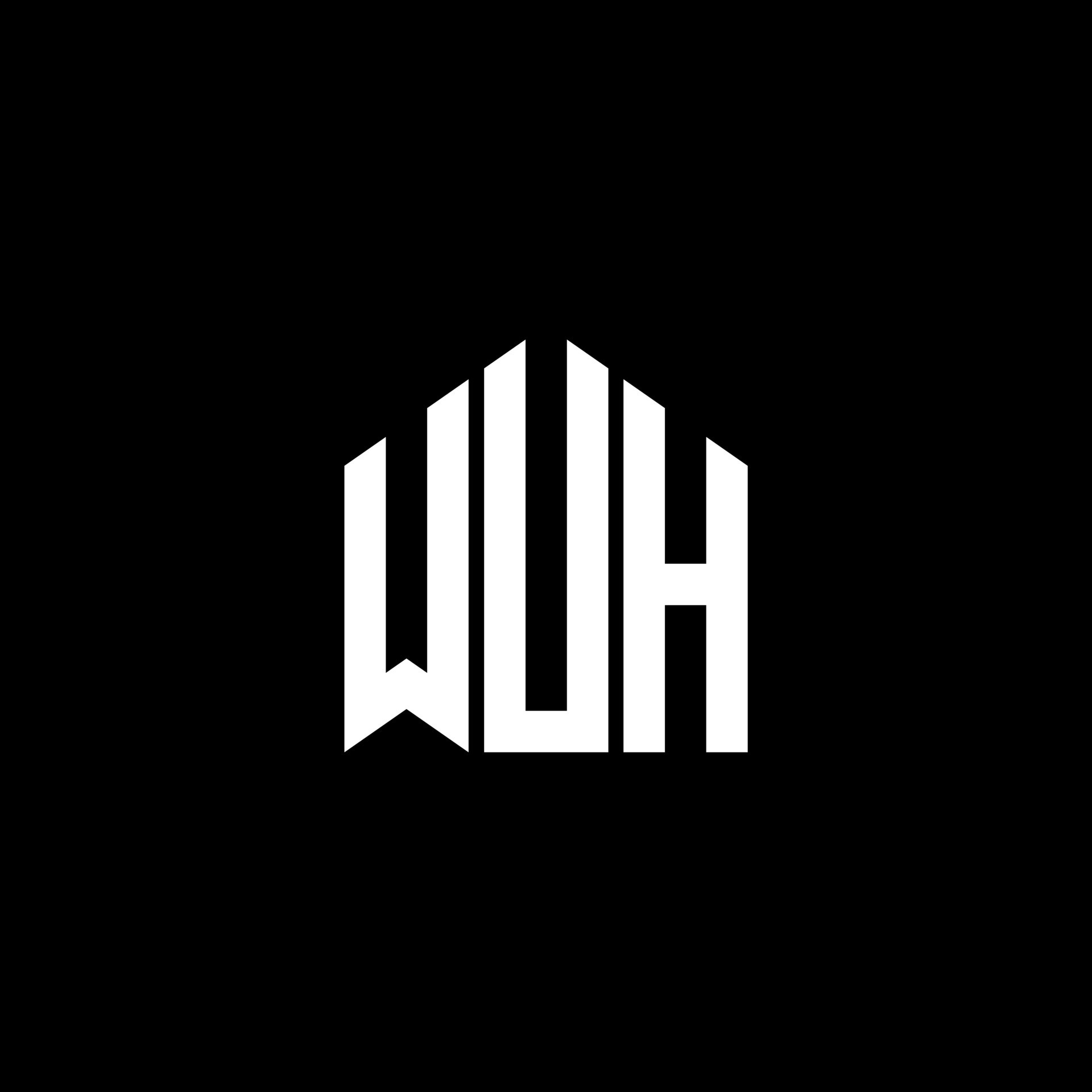 WUH letter logo design on BLACK background. WUH creative initials