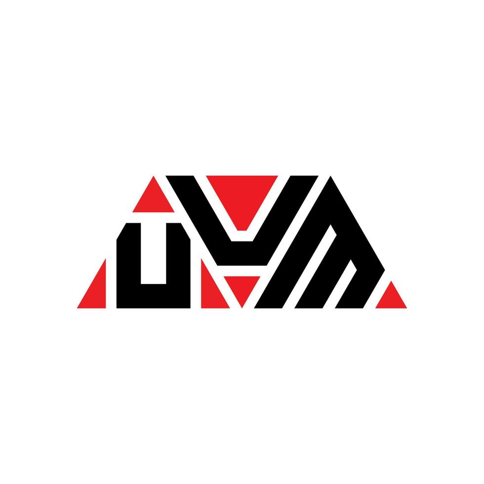 UUM triangle letter logo design with triangle shape. UUM triangle logo design monogram. UUM triangle vector logo template with red color. UUM triangular logo Simple, Elegant, and Luxurious Logo. UUM