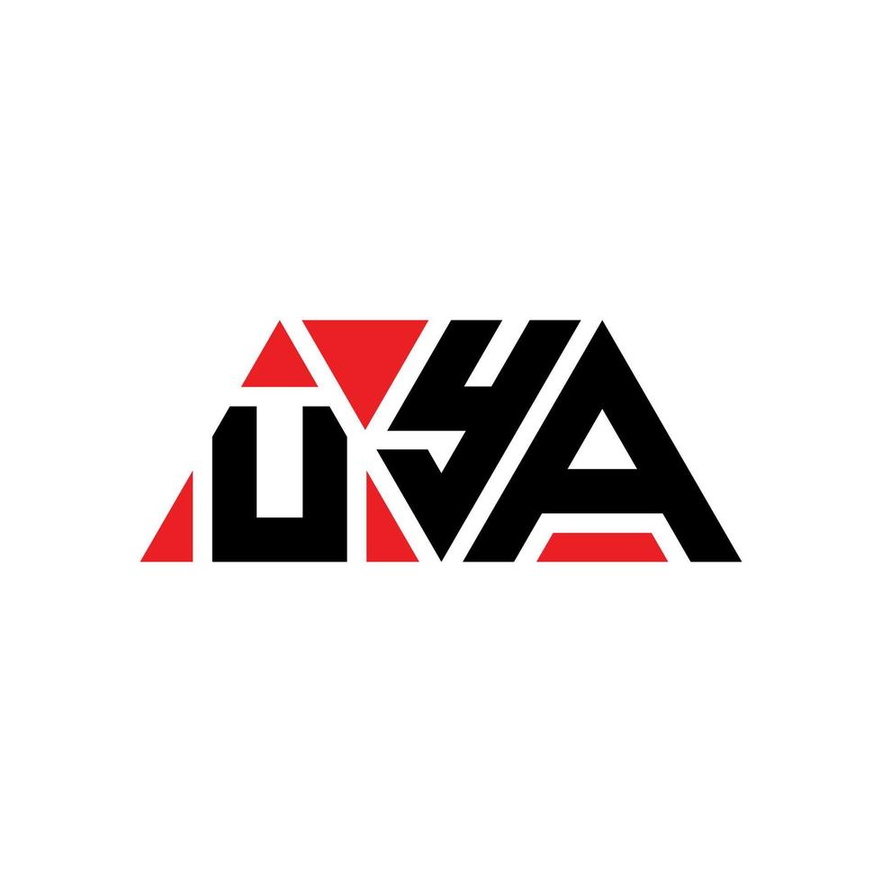 UYA triangle letter logo design with triangle shape. UYA triangle logo design monogram. UYA triangle vector logo template with red color. UYA triangular logo Simple, Elegant, and Luxurious Logo. UYA