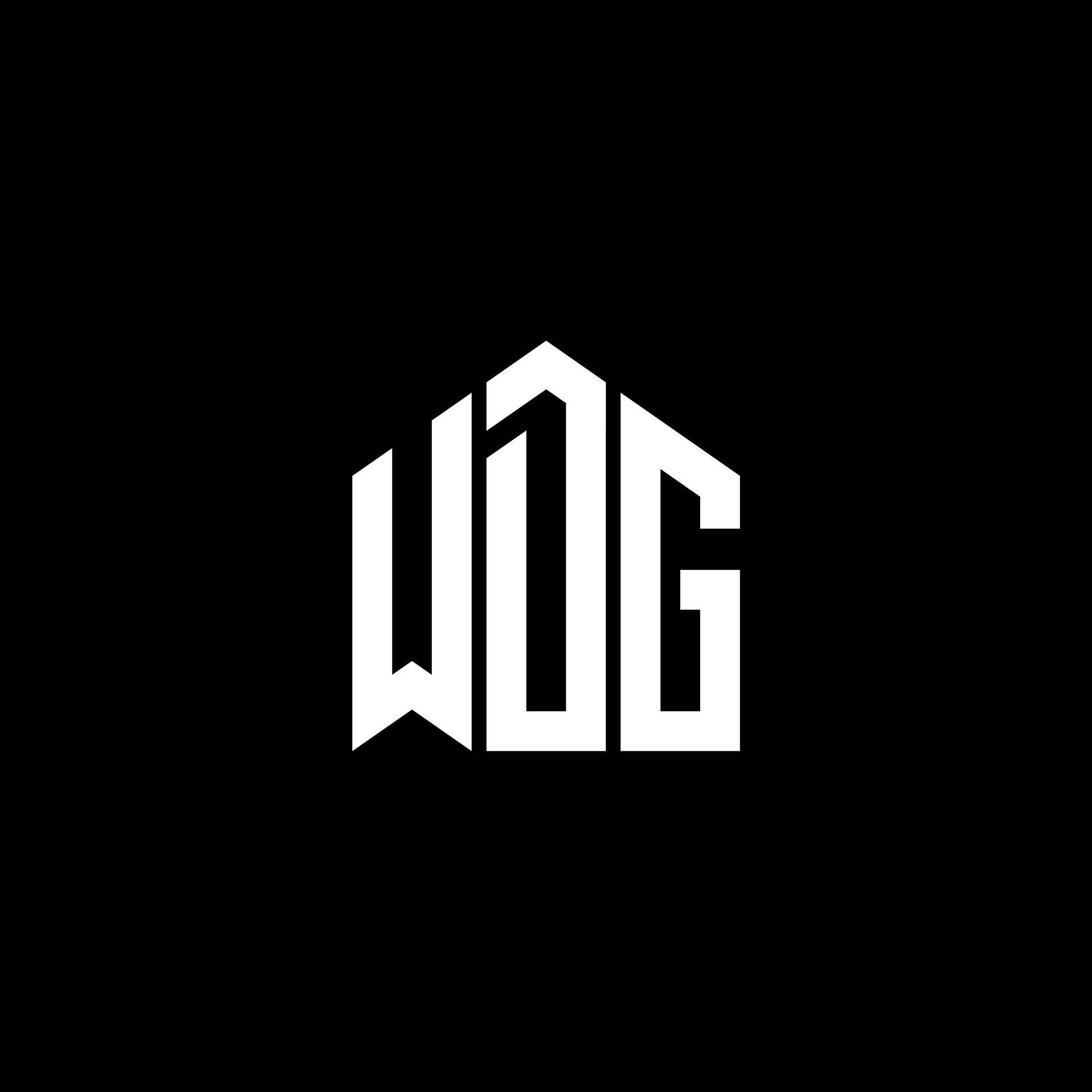WDG letter logo design on BLACK background. WDG creative initials