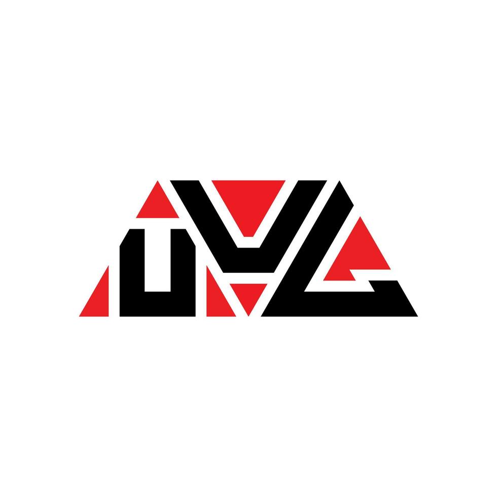 UUL triangle letter logo design with triangle shape. UUL triangle logo design monogram. UUL triangle vector logo template with red color. UUL triangular logo Simple, Elegant, and Luxurious Logo. UUL