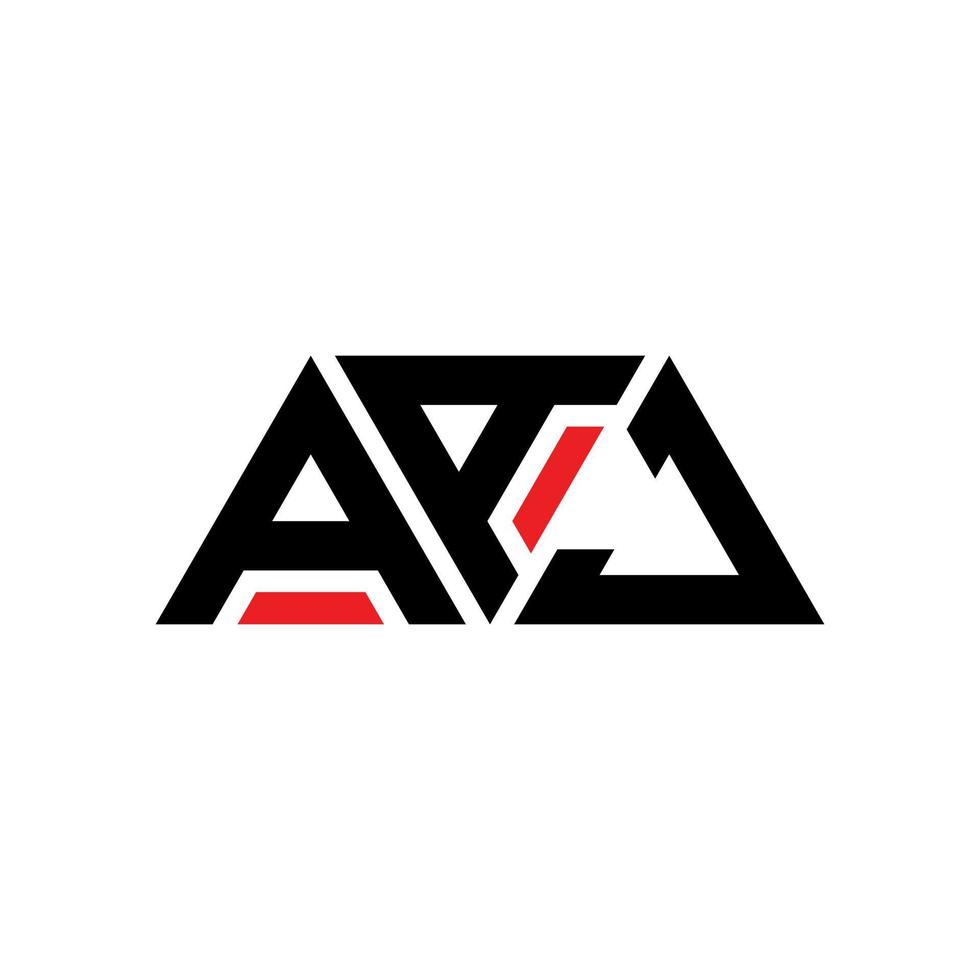 AAJ triangle letter logo design with triangle shape. AAJ triangle logo design monogram. AAJ triangle vector logo template with red color. AAJ triangular logo Simple, Elegant, and Luxurious Logo. AAJ
