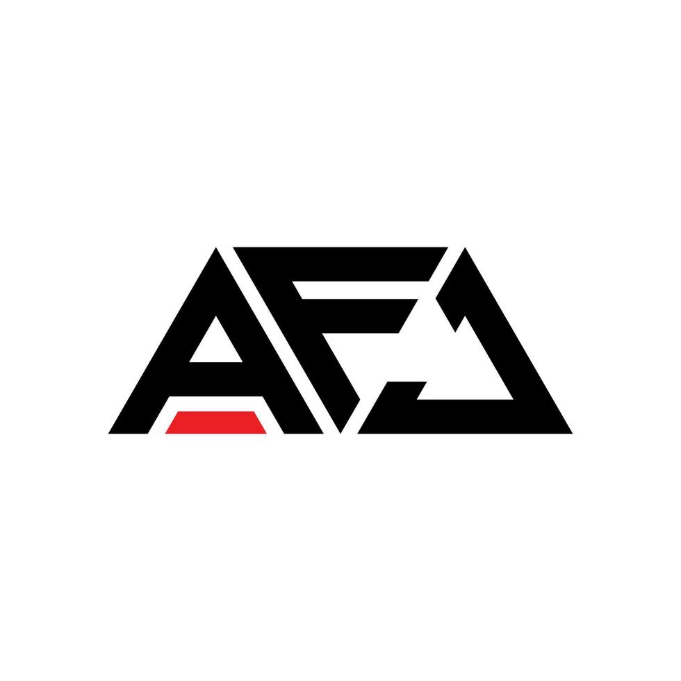 AFJ triangle letter logo design with triangle shape. AFJ triangle logo design monogram. AFJ triangle vector logo template with red color. AFJ triangular logo Simple, Elegant, and Luxurious Logo. AFJ