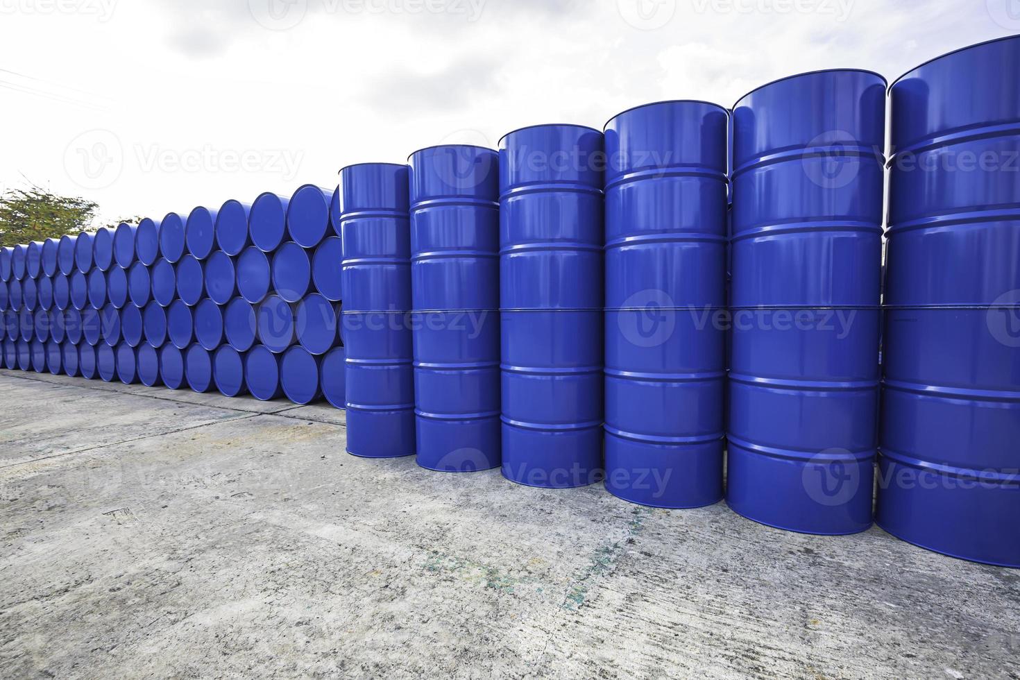 Oil barrels blue or chemical drums photo