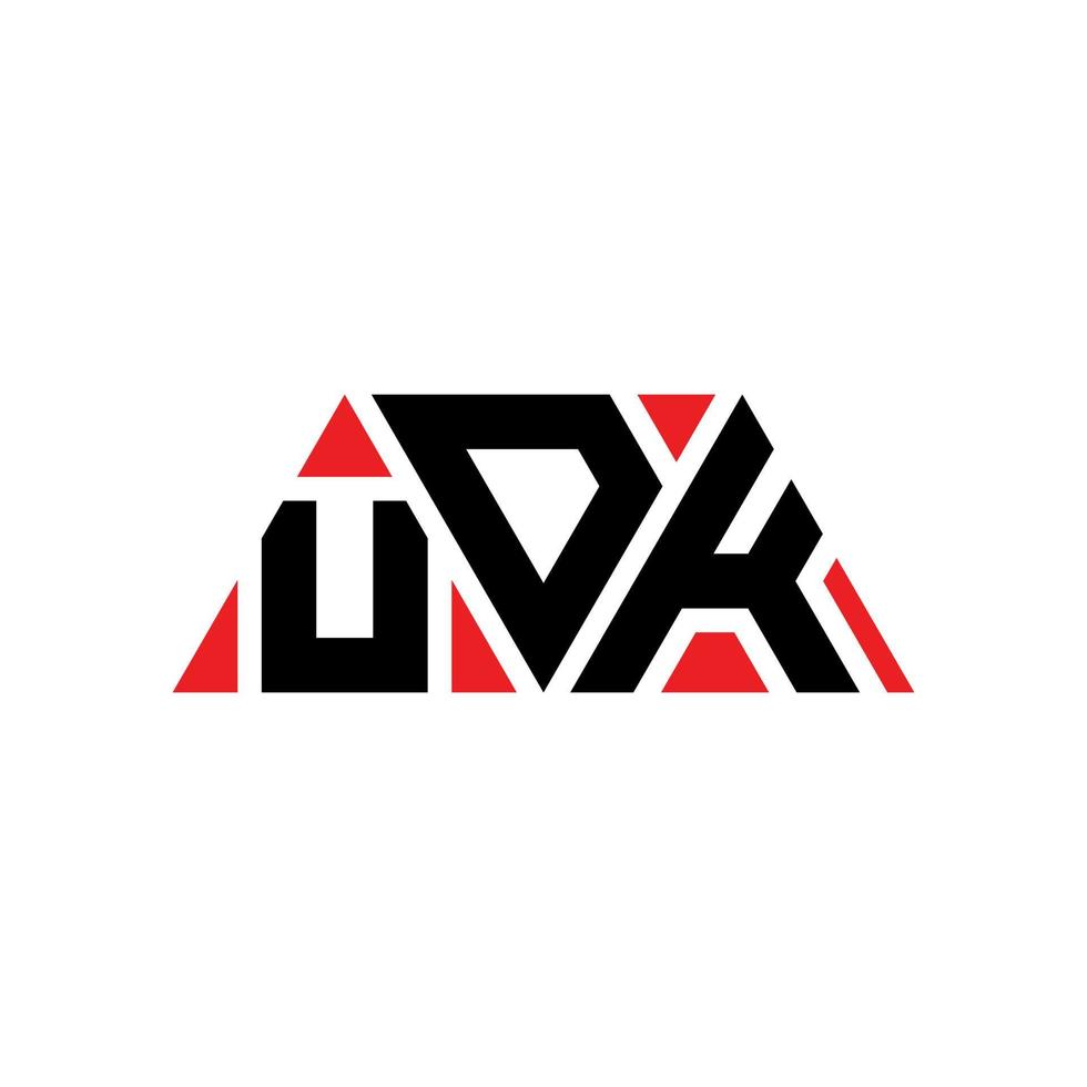 diseño de logotipo de letra de triángulo udk con forma de triángulo. monograma de diseño de logotipo de triángulo udk. plantilla de logotipo de vector de triángulo udk con color rojo. logotipo triangular udk logotipo simple, elegante y lujoso. uk