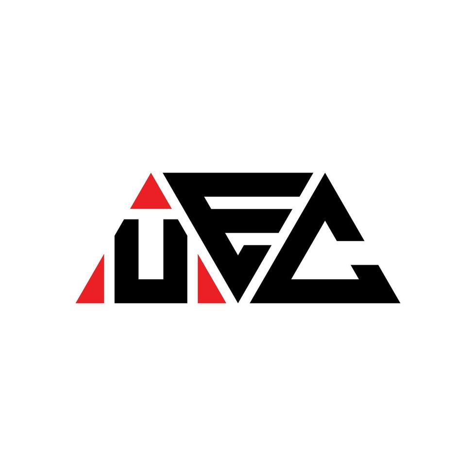 UEC triangle letter logo design with triangle shape. UEC triangle logo design monogram. UEC triangle vector logo template with red color. UEC triangular logo Simple, Elegant, and Luxurious Logo. UEC