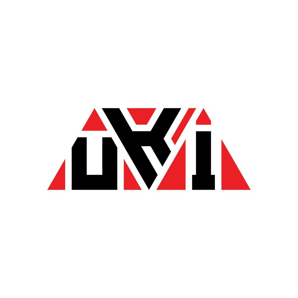 UKI triangle letter logo design with triangle shape. UKI triangle logo design monogram. UKI triangle vector logo template with red color. UKI triangular logo Simple, Elegant, and Luxurious Logo. UKI