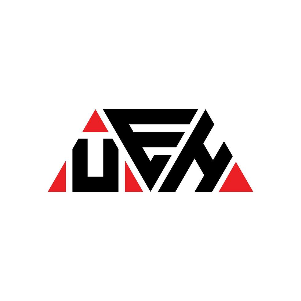UEH triangle letter logo design with triangle shape. UEH triangle logo design monogram. UEH triangle vector logo template with red color. UEH triangular logo Simple, Elegant, and Luxurious Logo. UEH