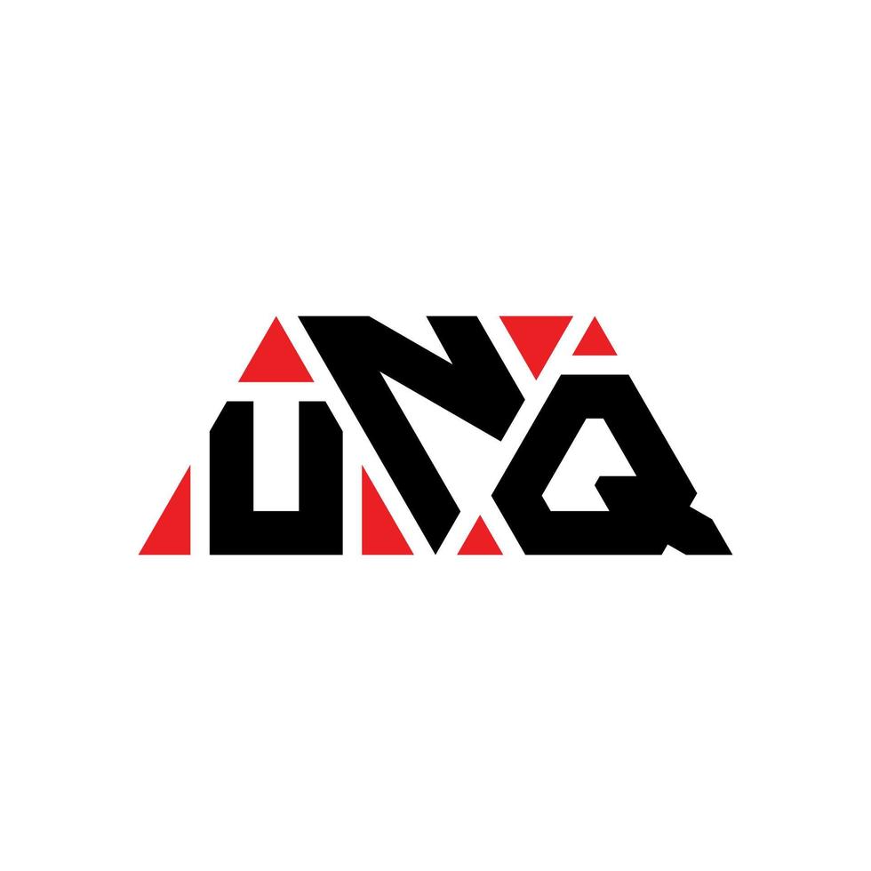 diseño de logotipo de letra triangular unq con forma de triángulo. monograma de diseño de logotipo de triángulo unq. plantilla de logotipo de vector de triángulo unq con color rojo. logotipo triangular unq logotipo simple, elegante y lujoso. unq