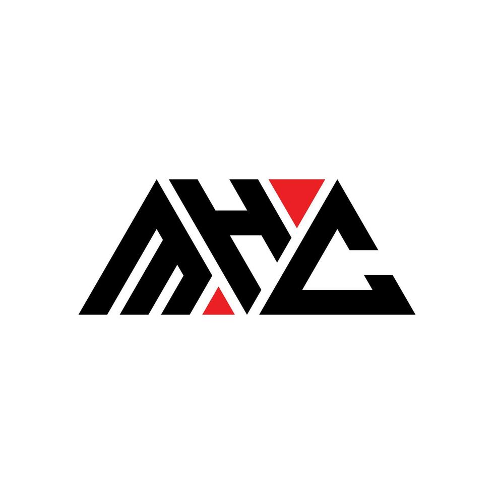 MHC triangle letter logo design with triangle shape. MHC triangle logo design monogram. MHC triangle vector logo template with red color. MHC triangular logo Simple, Elegant, and Luxurious Logo. MHC