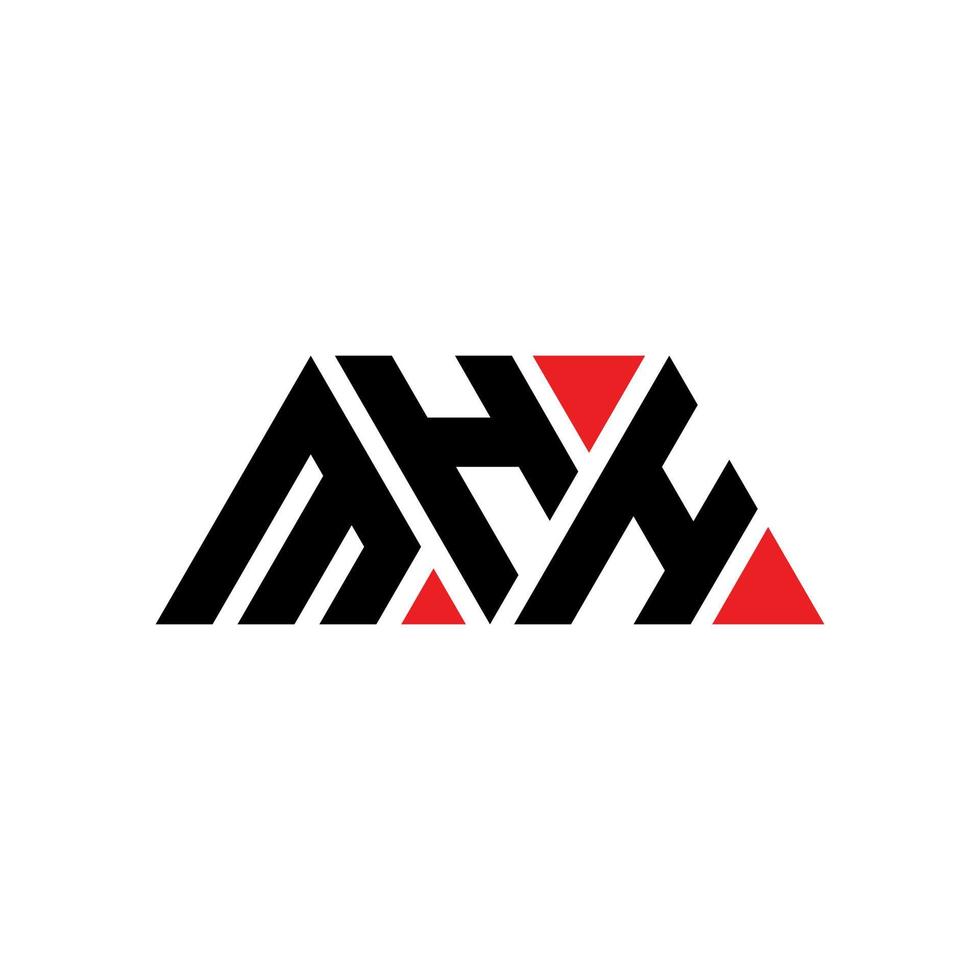 MHH triangle letter logo design with triangle shape. MHH triangle logo design monogram. MHH triangle vector logo template with red color. MHH triangular logo Simple, Elegant, and Luxurious Logo. MHH
