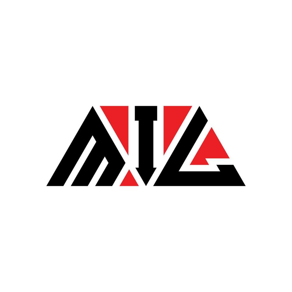 MIL triangle letter logo design with triangle shape. MIL triangle logo design monogram. MIL triangle vector logo template with red color. MIL triangular logo Simple, Elegant, and Luxurious Logo. MIL