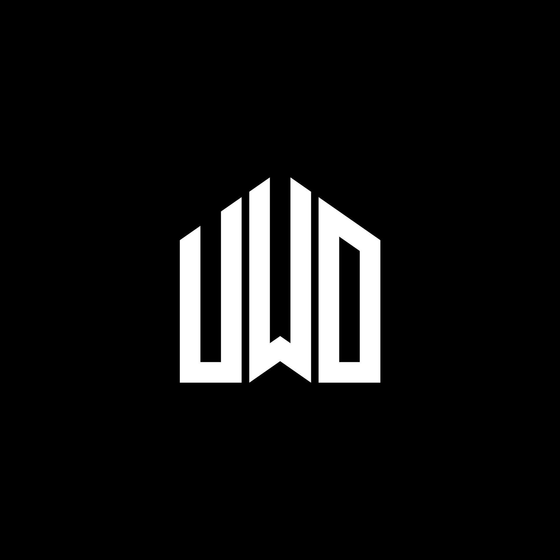 UWO letter logo design on BLACK background. UWO creative initials