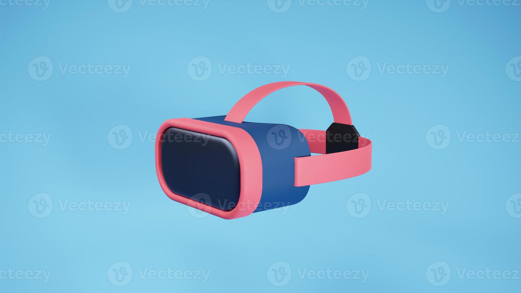 Metaverse technology concept. VR glasses headset for video game, isolated on blue background. 3D render illustration photo