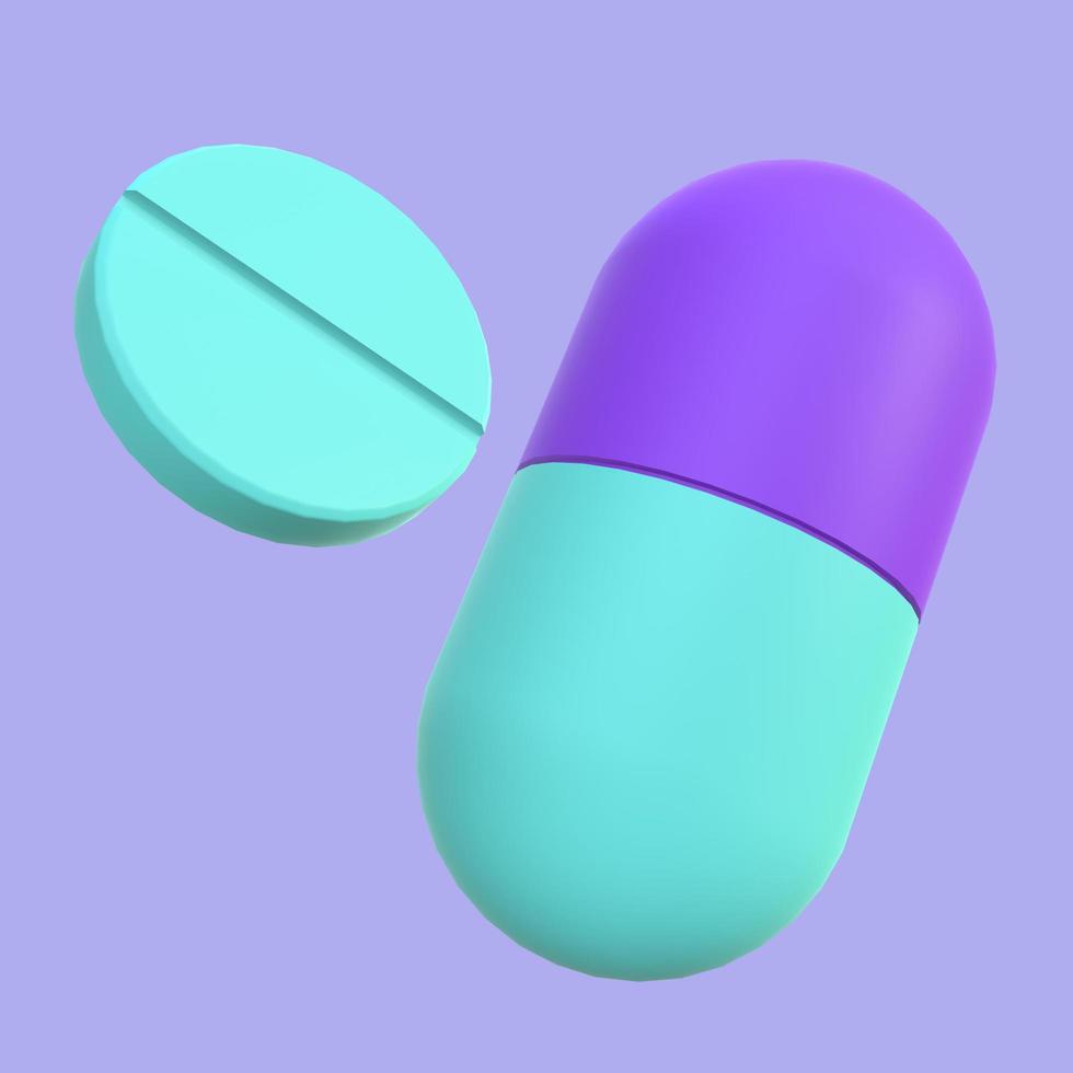 píldoras de medicina flotante ilustración 3d foto