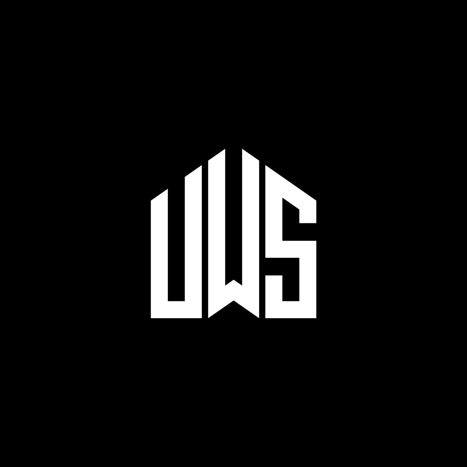 UWS letter logo design on BLACK background. UWS creative initials