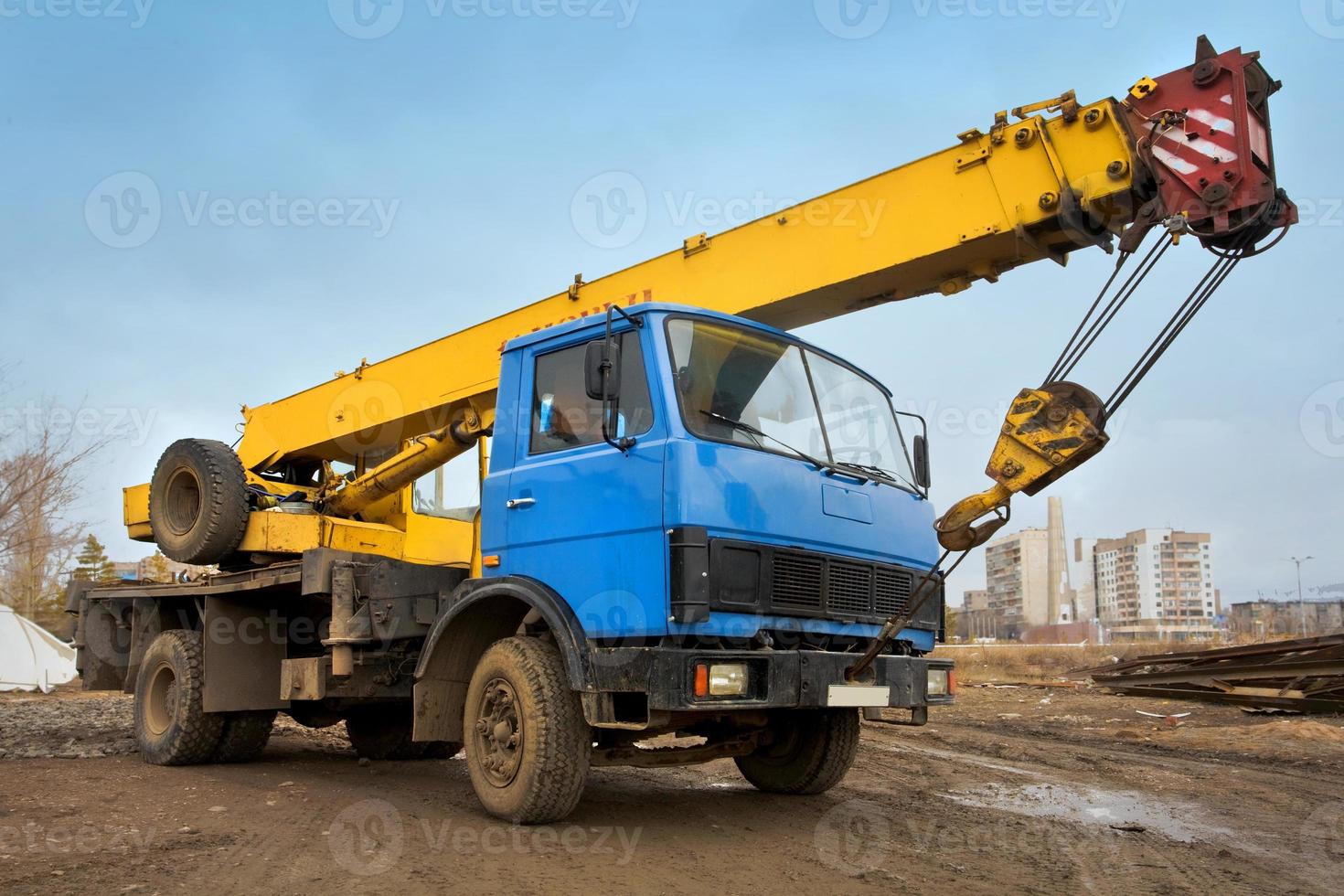 Big Power Mobile Crane on a road in construction photo