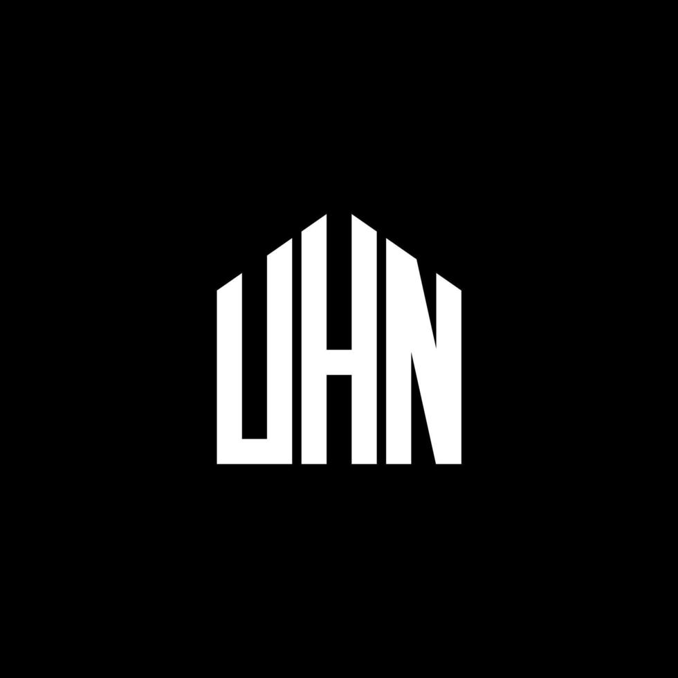 diseño del logotipo de la letra uhn sobre fondo negro. concepto de logotipo de letra de iniciales creativas uhn. diseño de letras uhn. vector