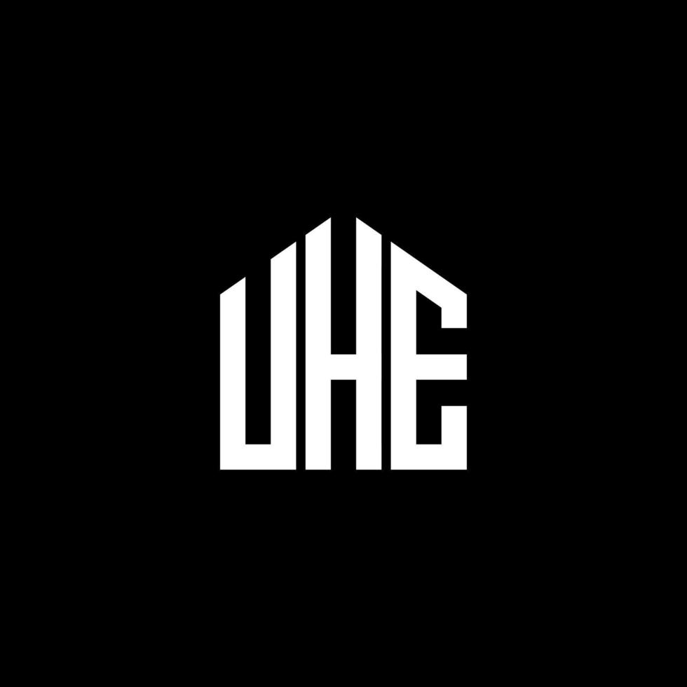 diseño del logotipo de la letra uhe sobre fondo negro. uhe creativo concepto de logotipo de letras iniciales. uhe diseño de letras. vector