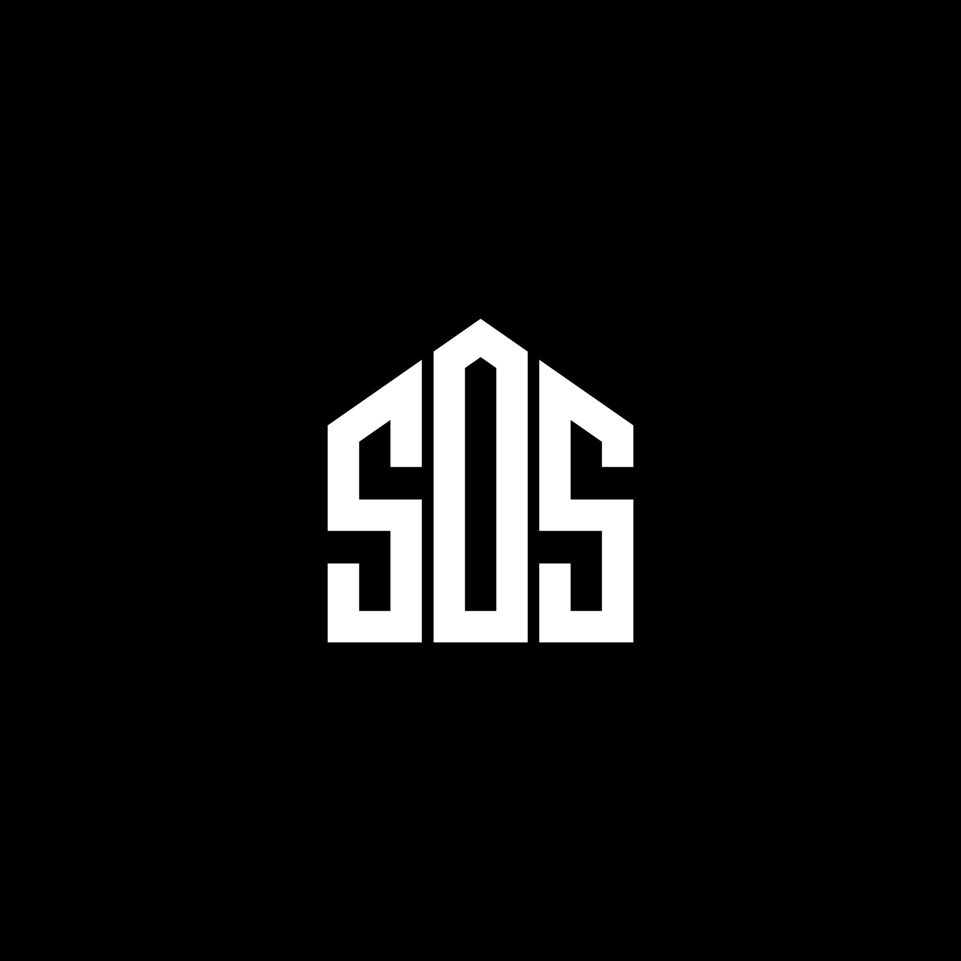 SOS letter design.SOS letter logo design on BLACK background. SOS