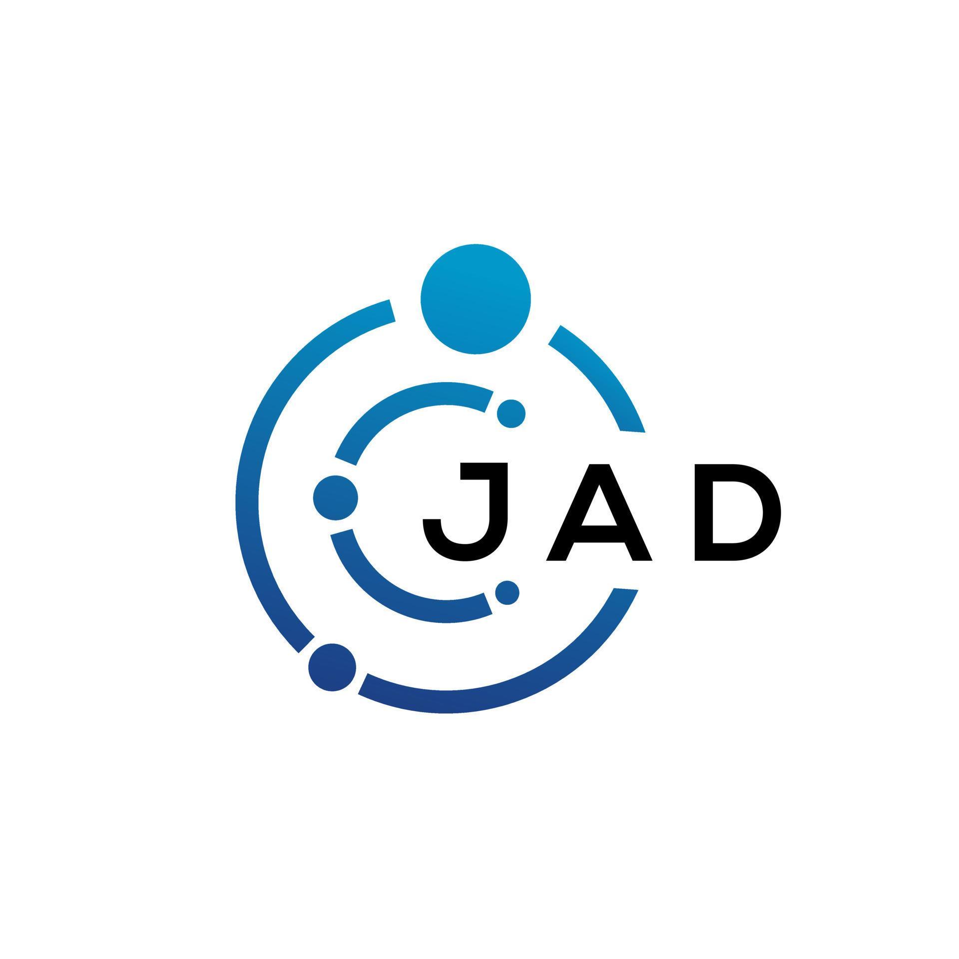 JAD letter technology logo design on white background. JAD creative ...