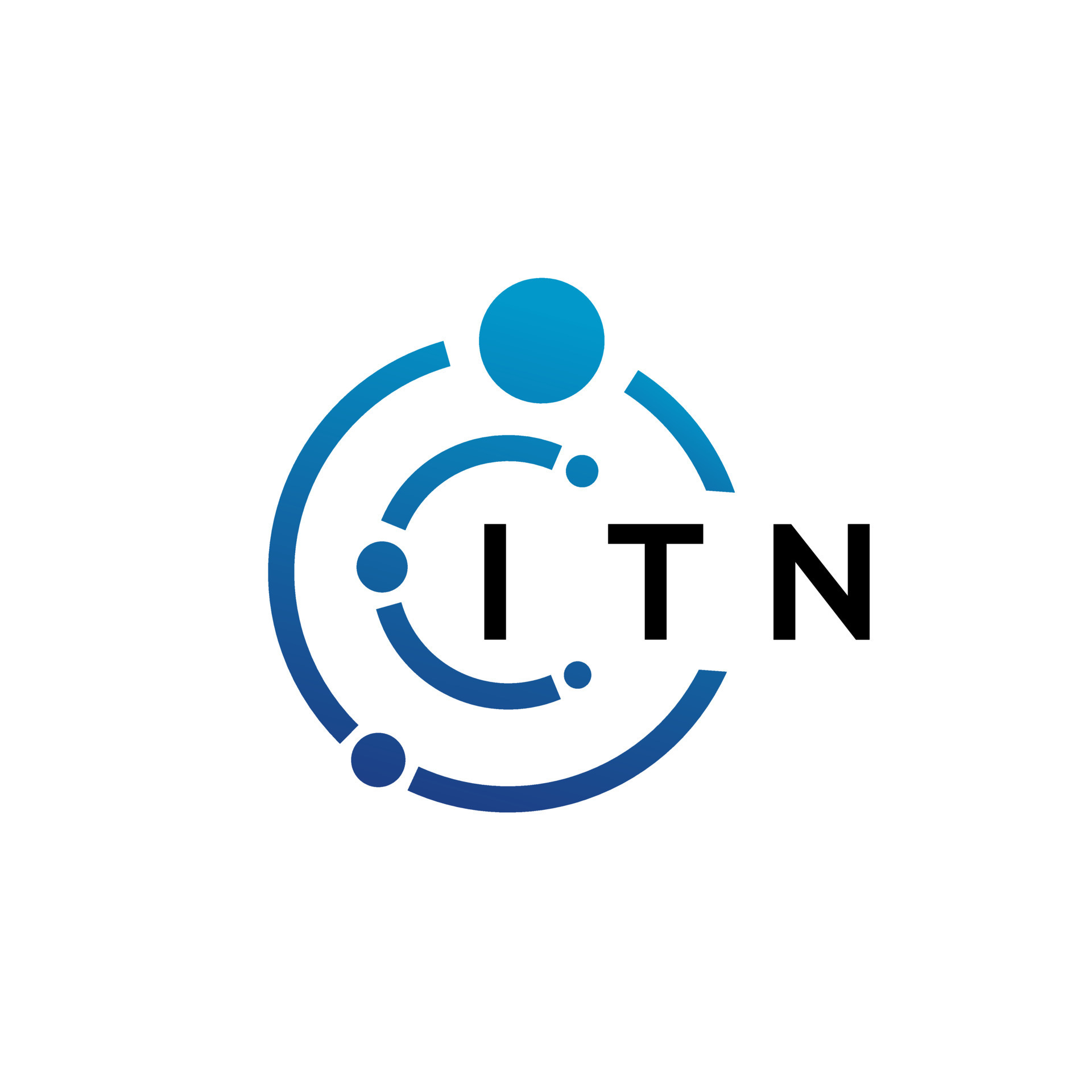 Diseño de logotipo de tecnología de letras itn sobre fondo blanco. itn creative initials letter