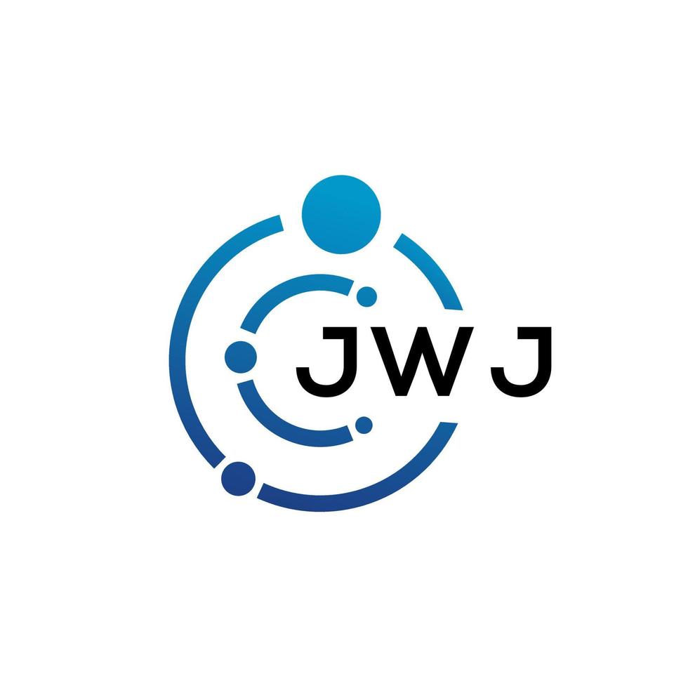 JWJ letter technology logo design on white background. JWJ creative initials letter IT logo concept. JWJ letter design. vector