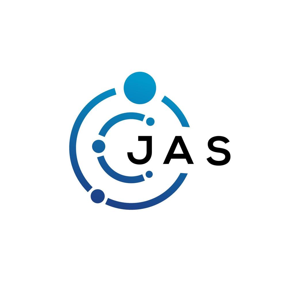 JAS letter technology logo design on white background. JAS creative initials letter IT logo concept. JAS letter design. vector