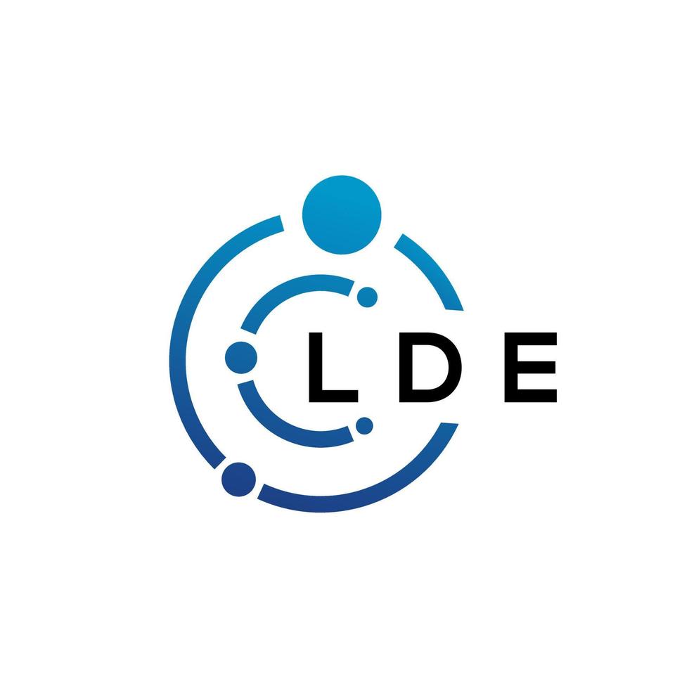 Diseño de logotipo de tecnología de letra lde sobre fondo blanco. Las iniciales creativas de lde leen el concepto de logotipo. diseño de letra lde. vector