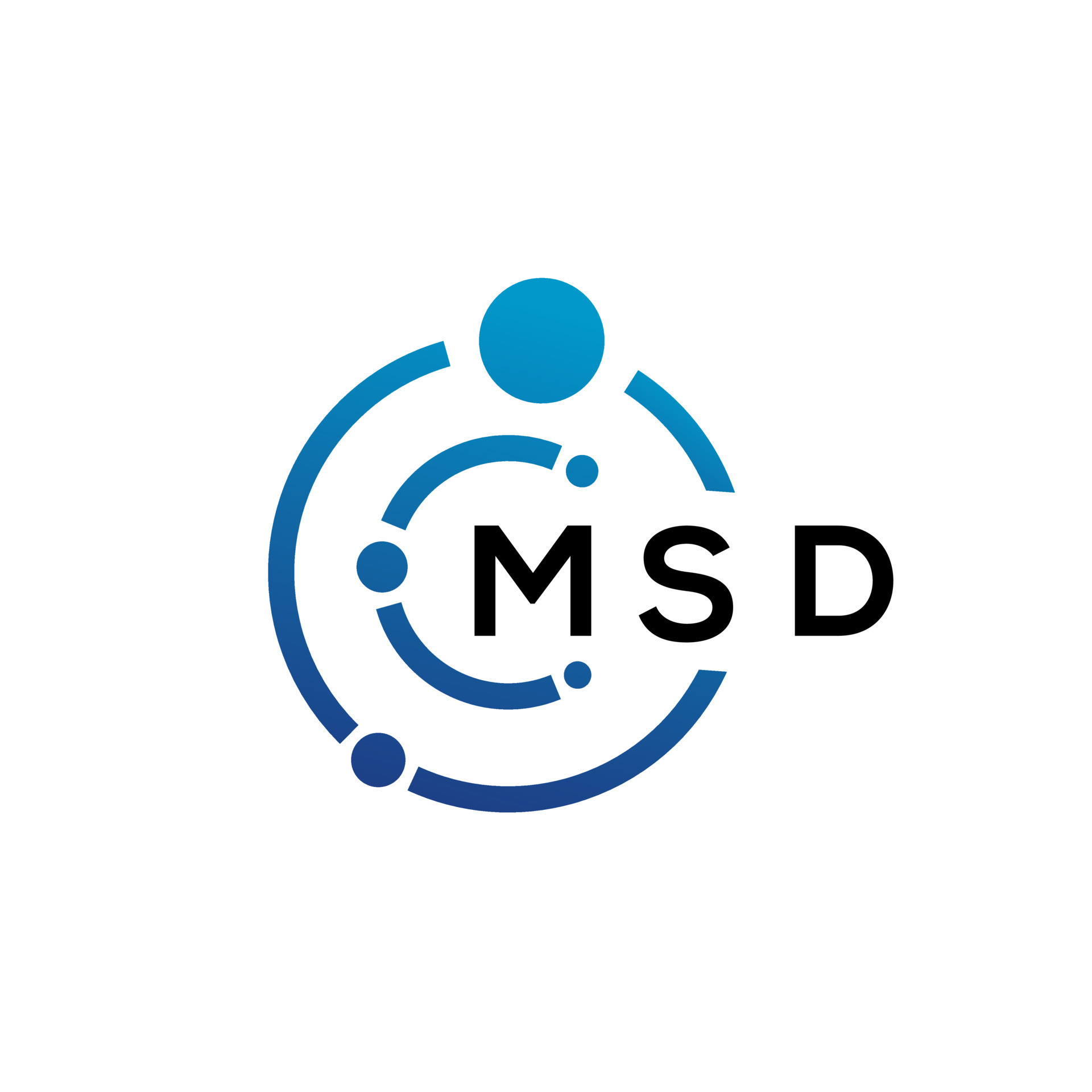 diseño de logotipo de tecnología de letra msd sobre fondo blanco. msd