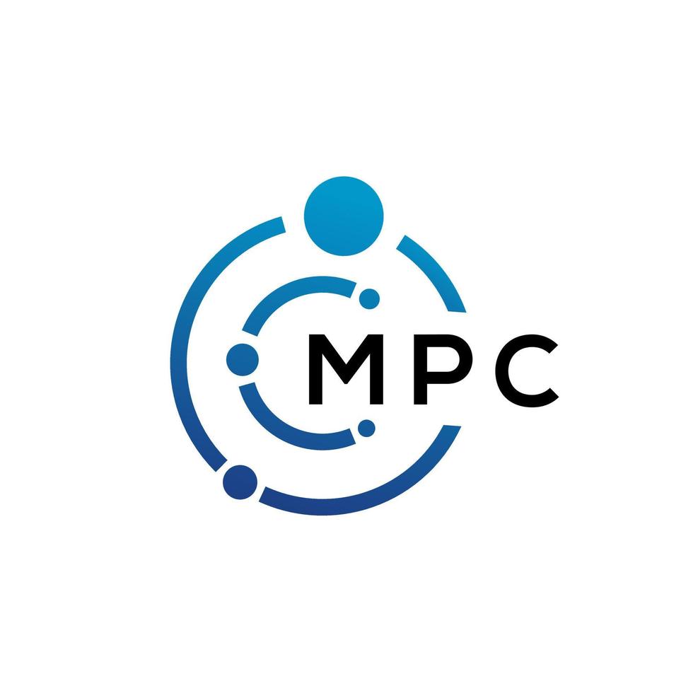 diseño de logotipo de tecnología de letra mpc sobre fondo blanco. mpc
