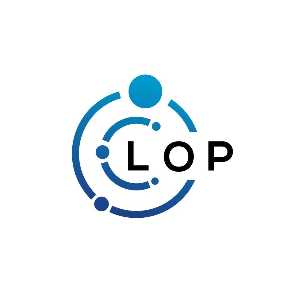 diseño de logotipo de tecnología de letra lop sobre fondo blanco. lop creative iniciales letra it logo concepto. diseño de letra cortada. vector