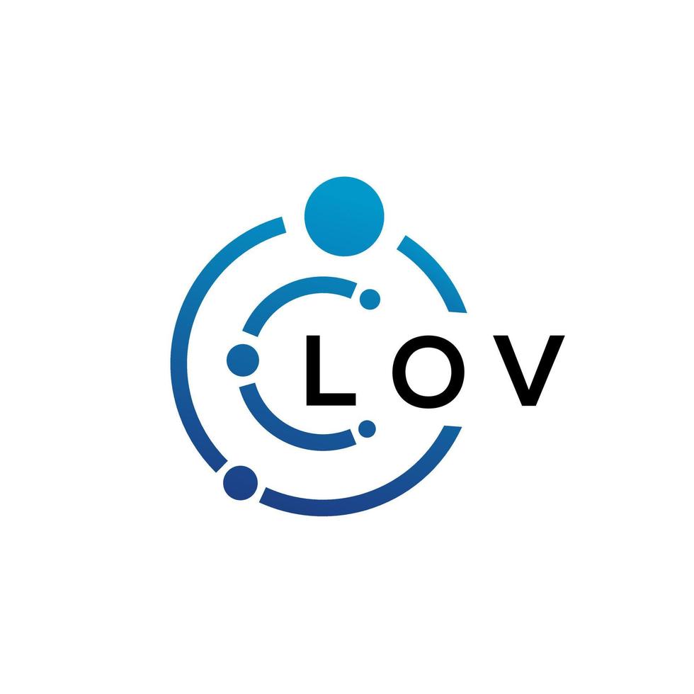 diseño de logotipo de tecnología de letras lov sobre fondo blanco. lov creative iniciales letra it logo concepto. diseño de carta de amor. vector