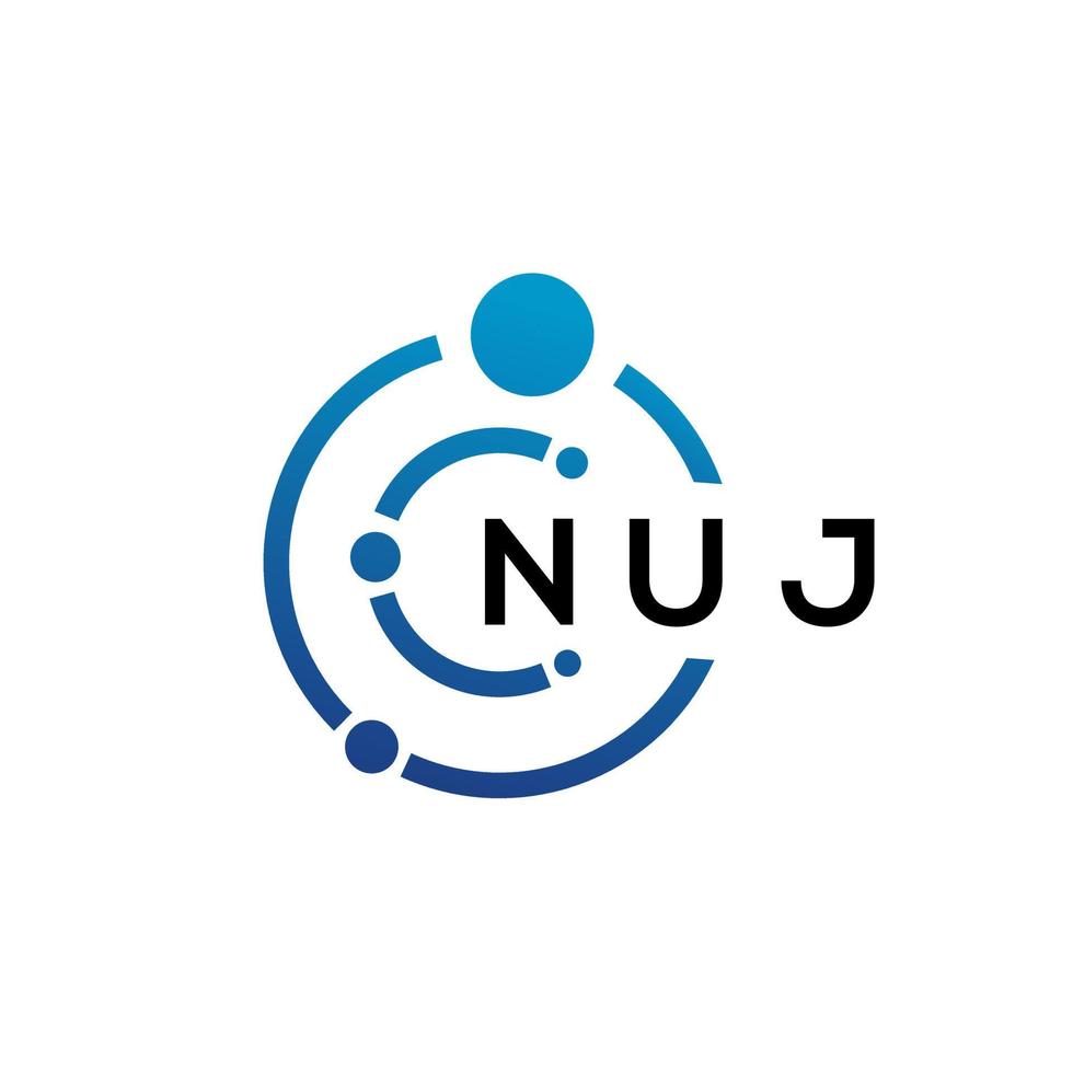 diseño de logotipo de tecnología de letras nuj sobre fondo blanco. nuj iniciales creativas letra concepto de logotipo. diseño de letras nuj. vector