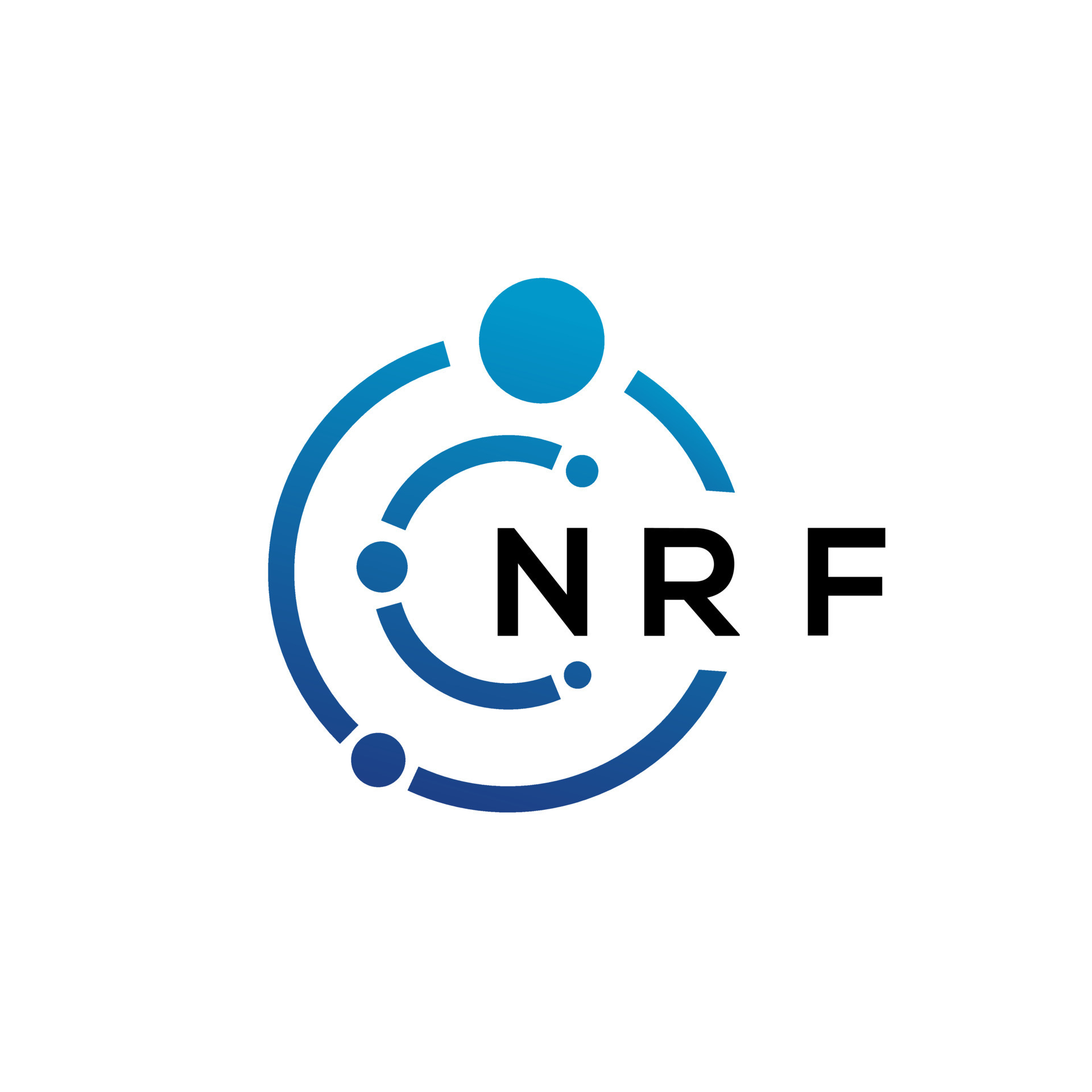 NRF letter technology logo design on white background. NRF creative
