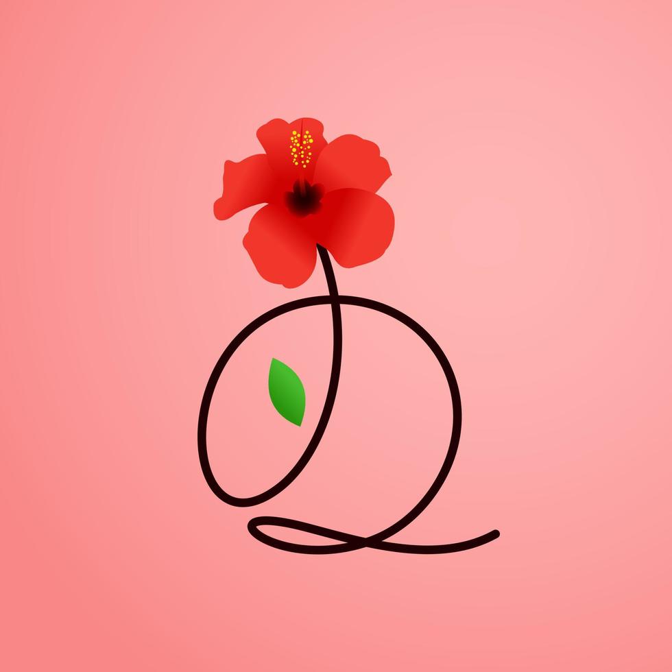 Initial Q Shoe Flower vector