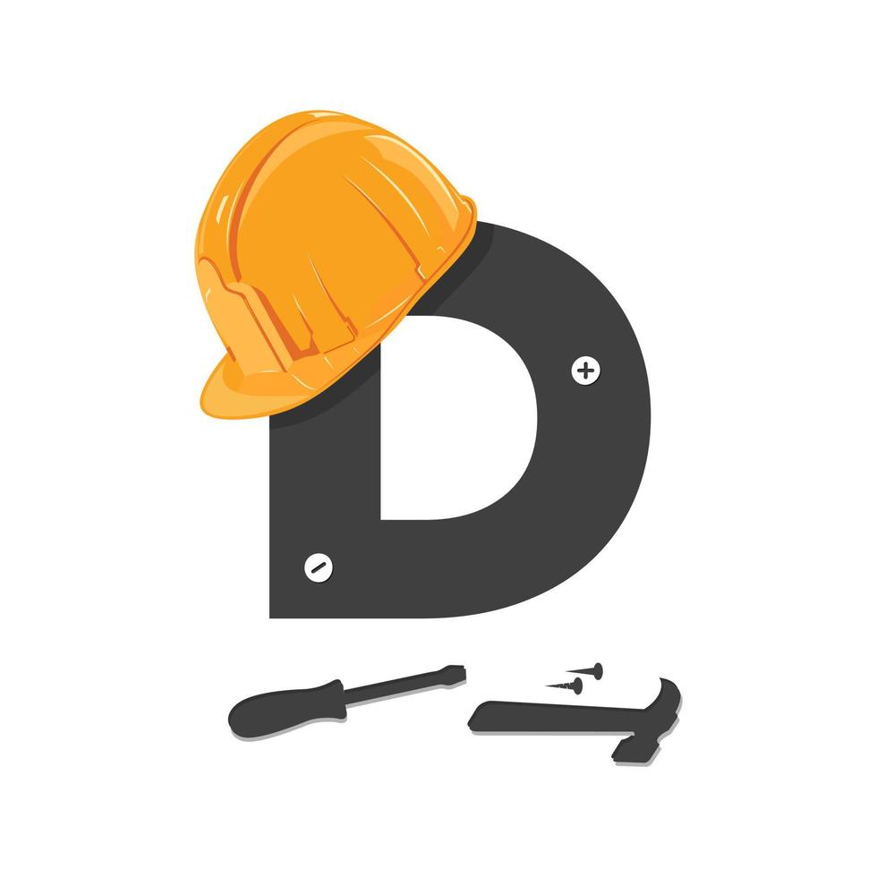 logotipo de construcción inicial d vector