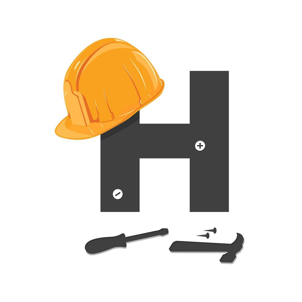 logotipo de construcción h inicial vector
