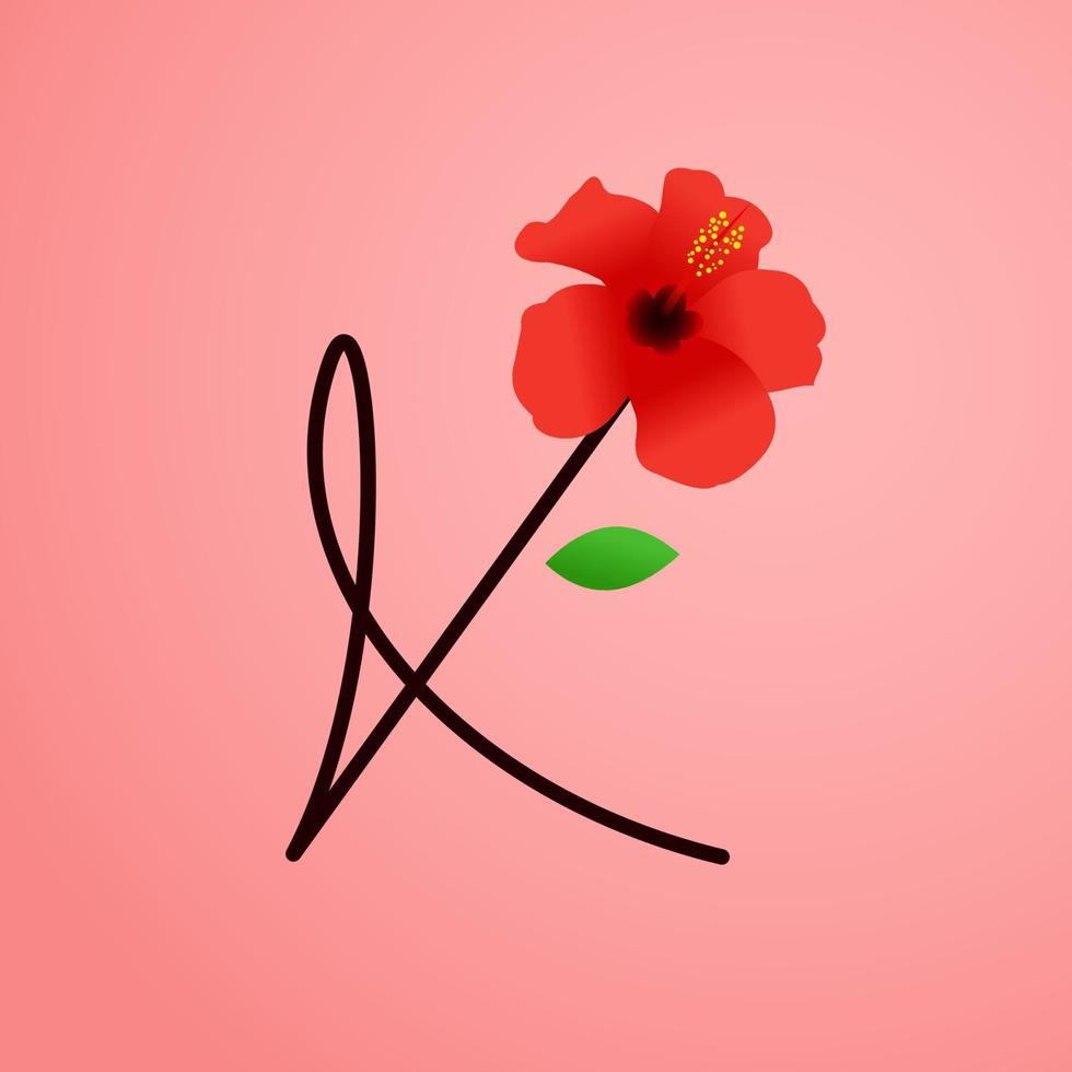 Initial K Shoe Flower vector