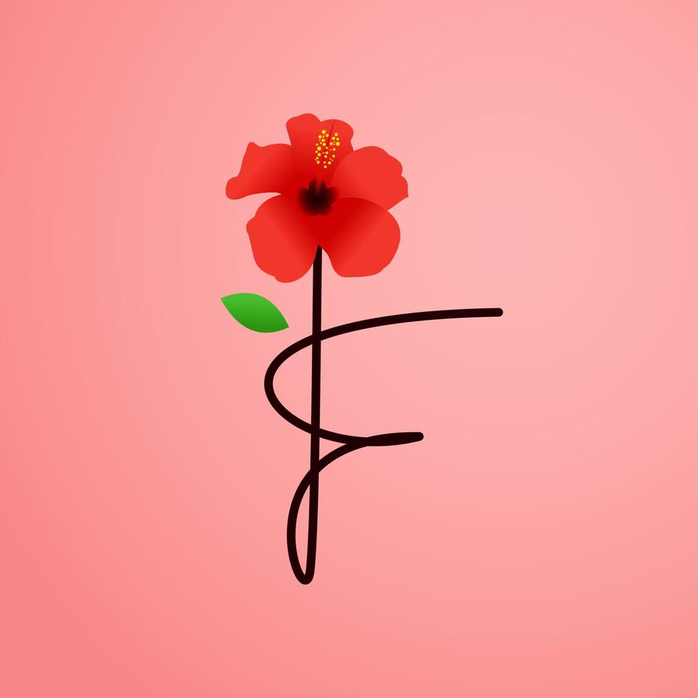 Initial F Shoe Flower vector