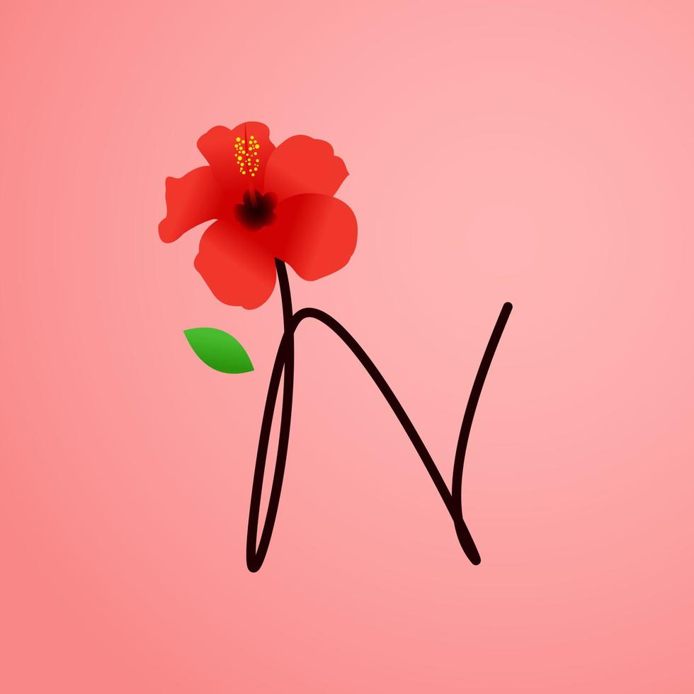 Initial N Shoe Flower vector