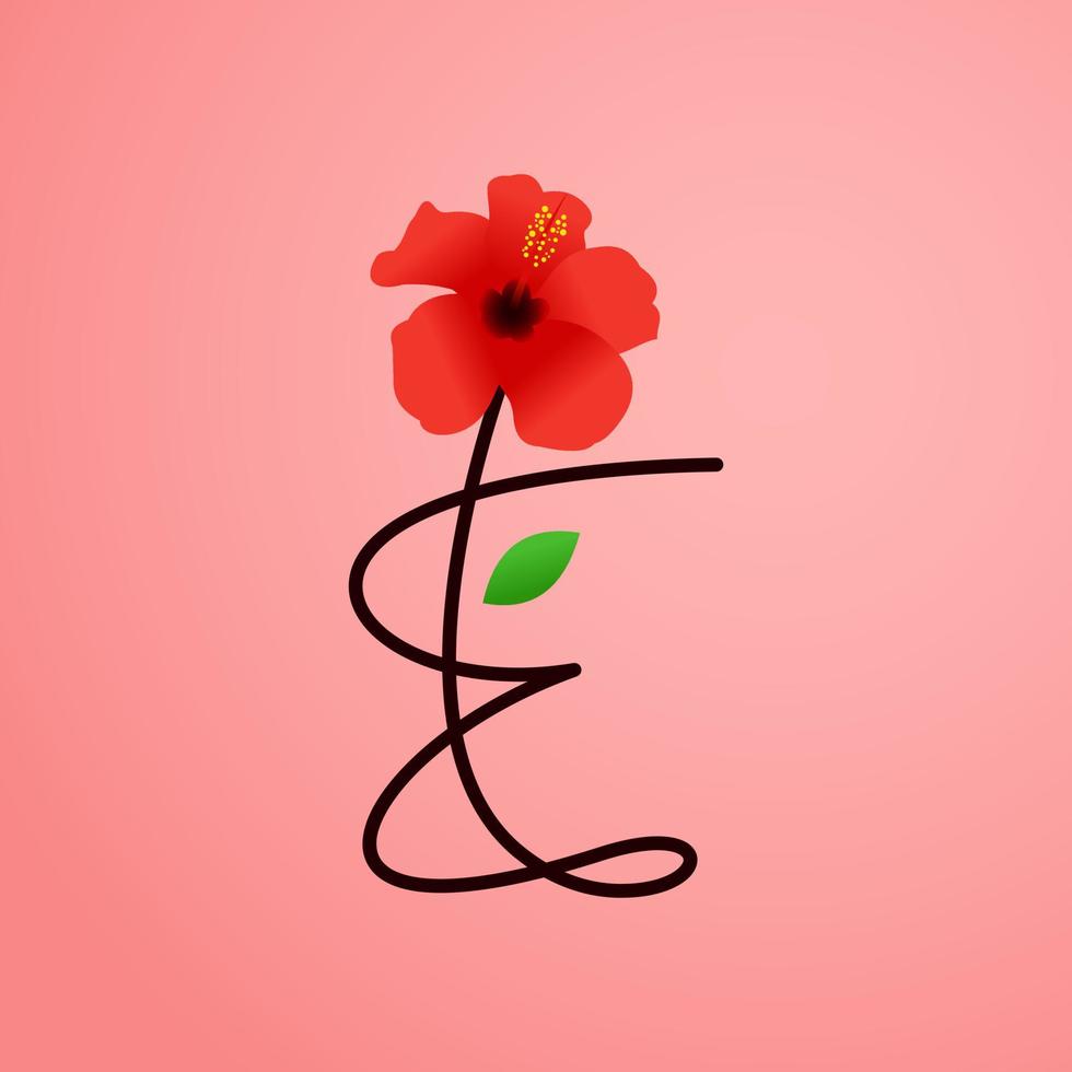 Initial E Shoe Flower vector