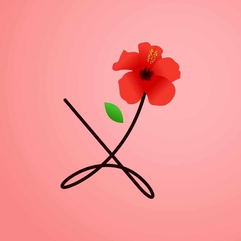 Initial X Shoe Flower vector