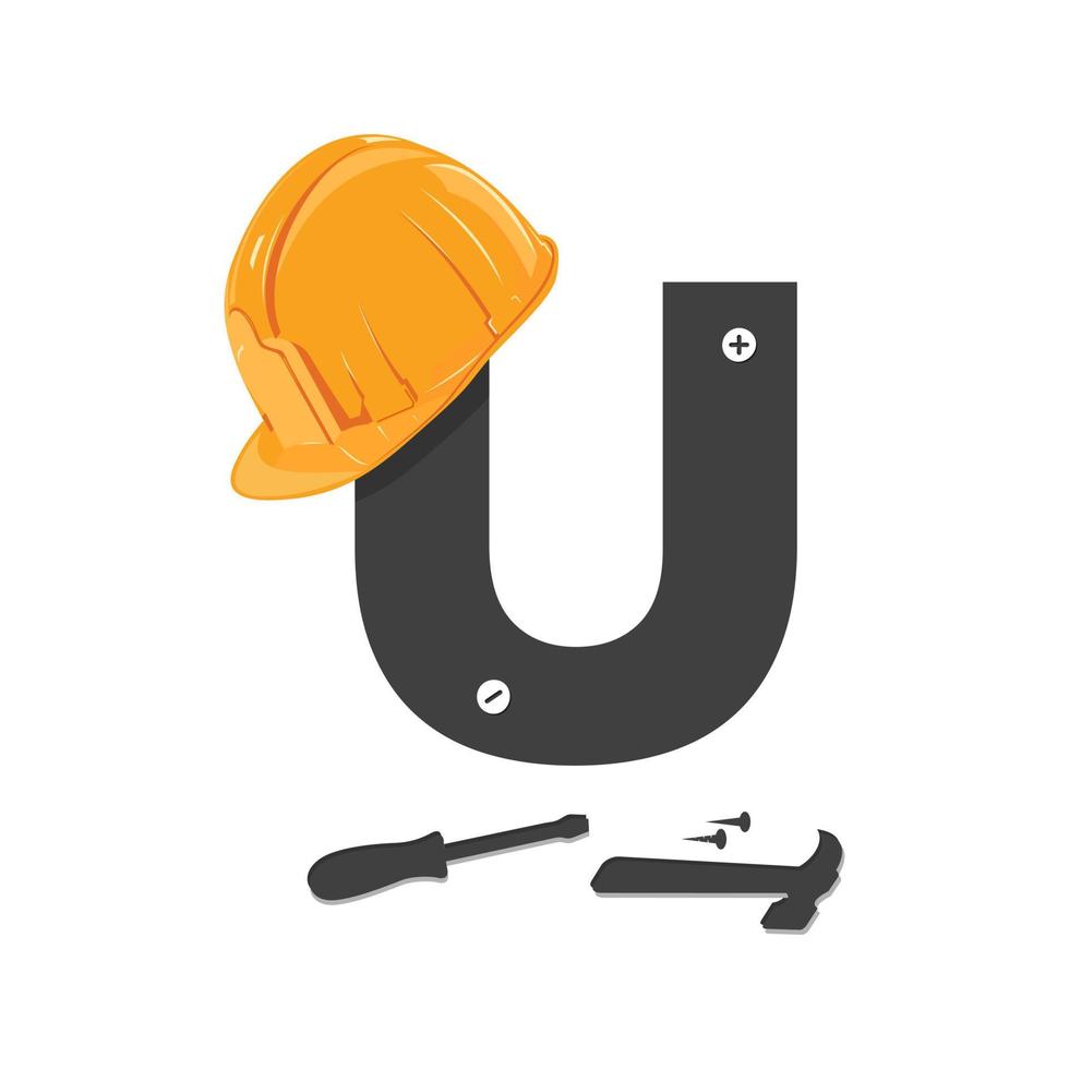 logotipo de construcción inicial u vector